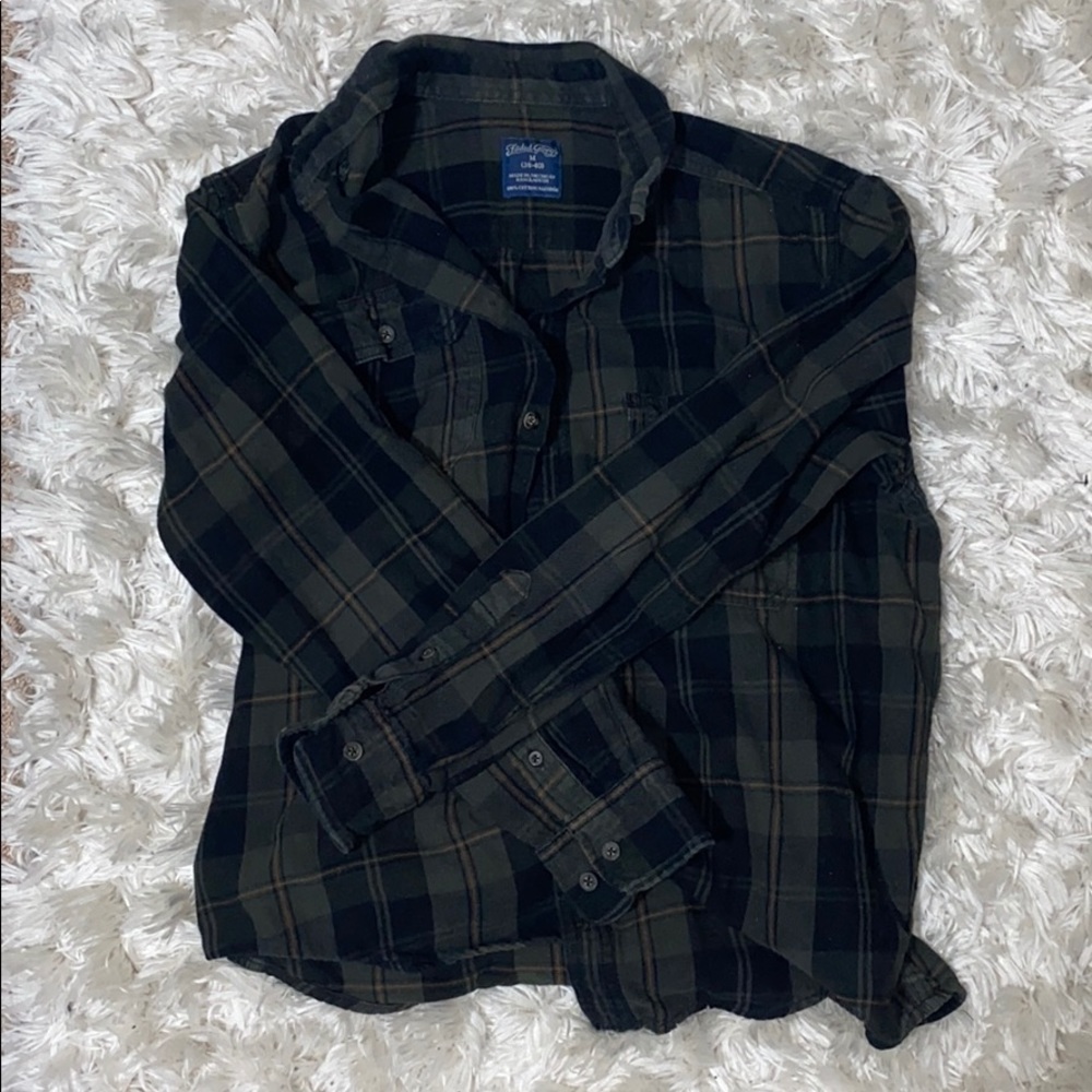 Green Black Dark Brown Flannel
